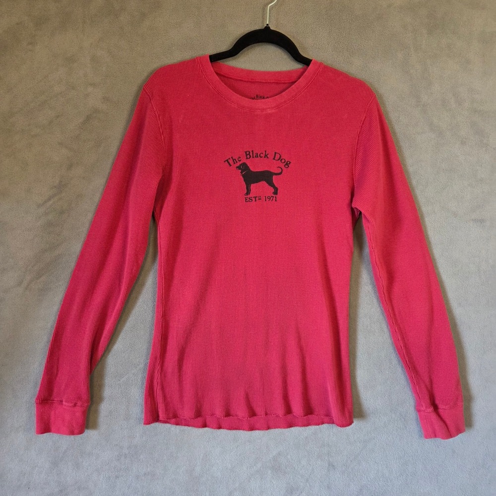 The Black Dog Thermal Waffle Knit Top Women Small Martha's Vyd Cape Cod Coastal